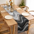 thumbnail image 3 of Marble Table Runner - 60 Inch Long, Kitchen Dining Table Runner Dresser Scarves, Black Grey Oil Painting Gradient Mottled Waves Farmhouse Decor for Coffee Tables Wedding Party Banquet, 3 of 8