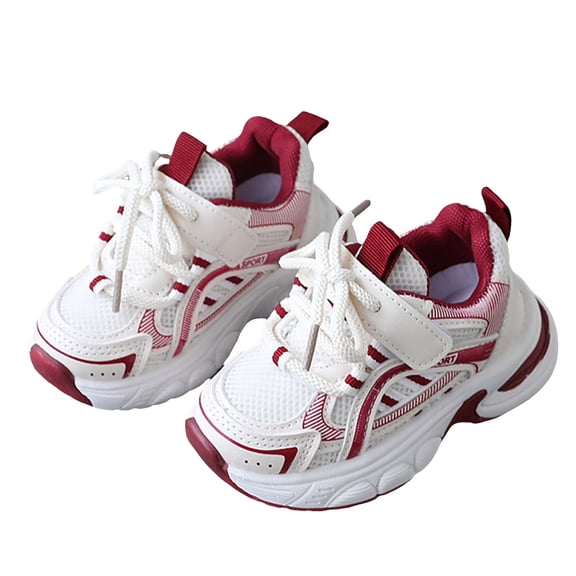 pwidon Toddler Chunky Sneakers Velcro Breathable Mesh Non Slip Cushioned Kids Walking School Athletic Shoes Red 21