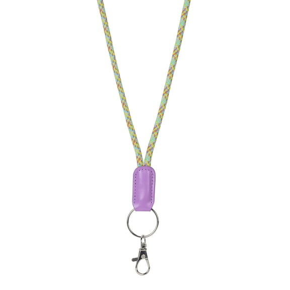 Essentials Green and Purple Plaid Multicolor Cord Lanyard with Hook and Keyring, 19" Long, Adult