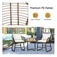 thumbnail image 6 of 3 Pieces Patio Bistro Set with Cushions - Rattan Outdoor Furniture Set with Glass Table - Garden Balcony Furniture, 6 of 9