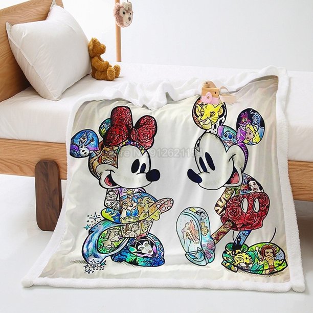 Gran oferta Disney Minnie Mickey Mouse manta de felpa usable microfibra Sherpa polar cama sofá ropa de cama regalo para niños zhangmengya LED