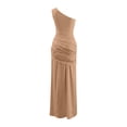 thumbnail image 5 of EliteGoogv Womens One Shoulder Dresses Asymmetrical Ruched Satin Maxi Dresses For Women Slim Fitted Formal Dresses Cocktail Party Evening Gowns Khaki, 5 of 5