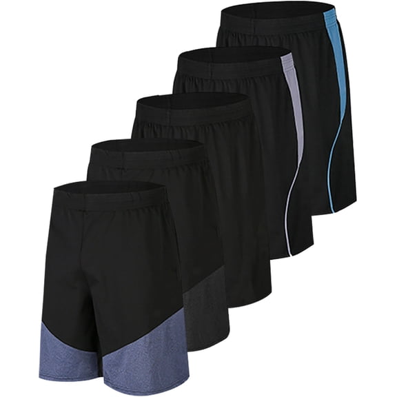 Men's Active Athletic Shorts 5 Pack for Workout Basketball Football Badminton Exercise Training Running