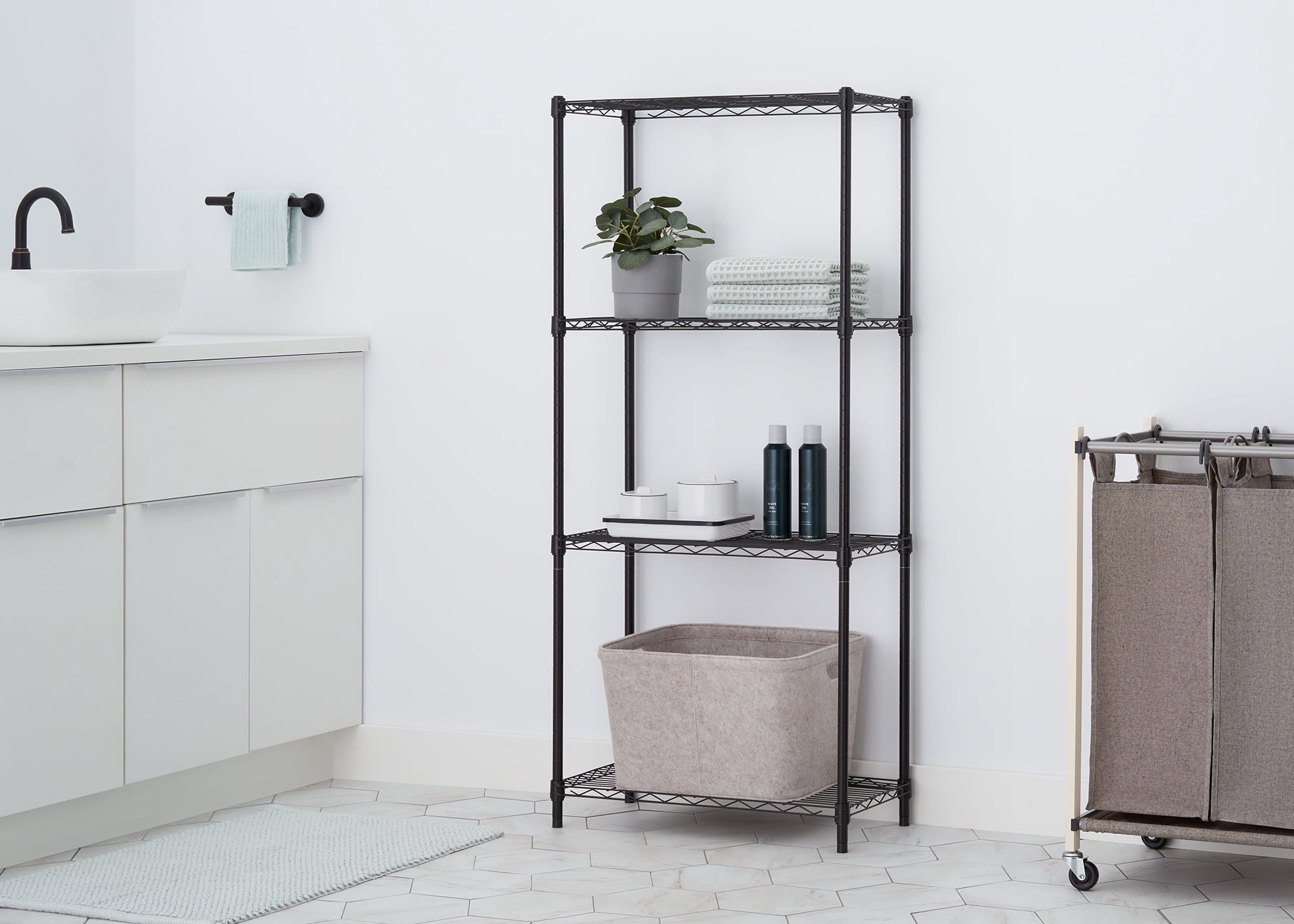 TRINITY BASICS 4-Tier NSF 24"x12"x53.5" Wire Shelving Rack / Black