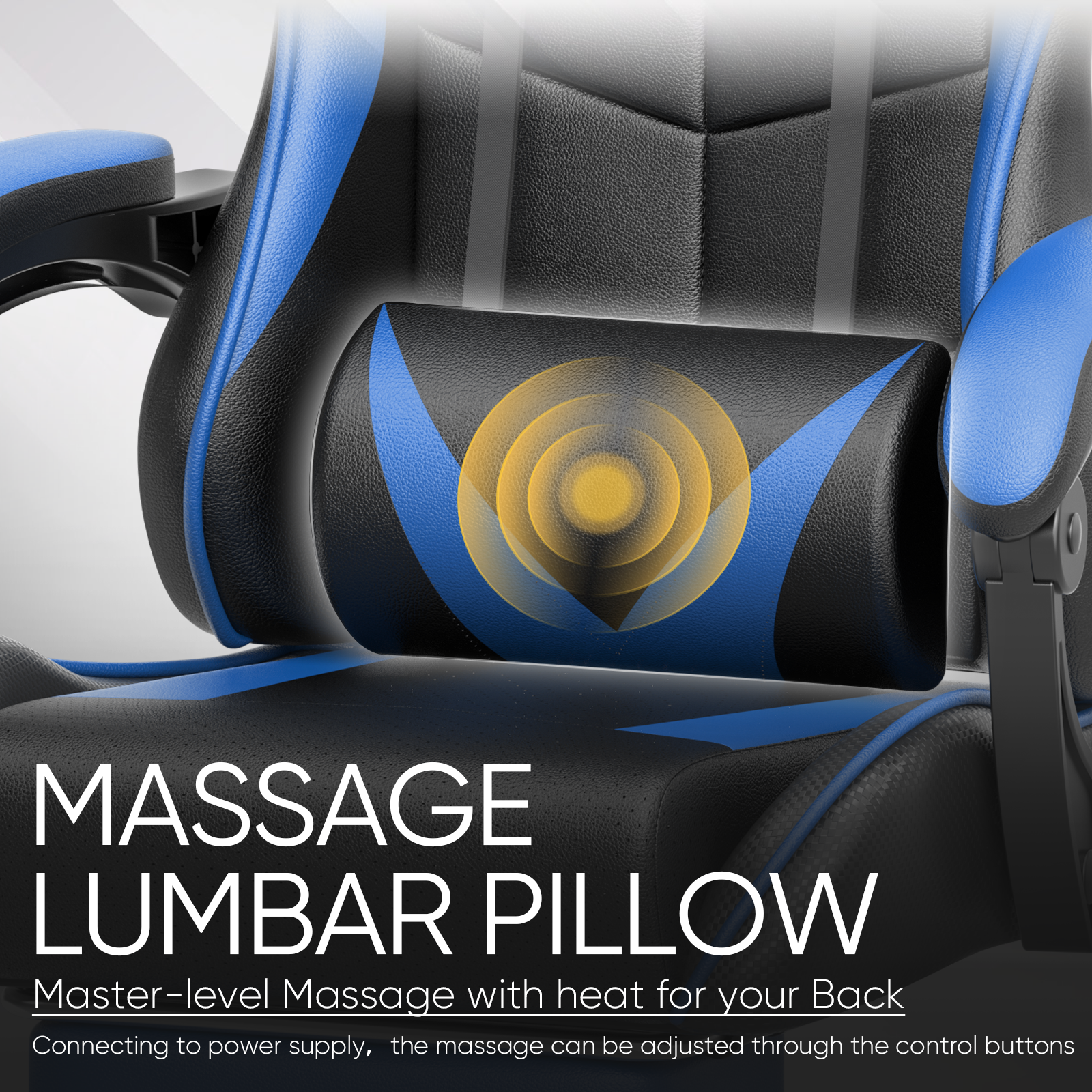 Huracan Ergonomic Gaming Chair with Massage Lumbar Pillow, Blue photo 4