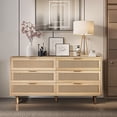 thumbnail image 1 of 51.18"6-Drawers Rattan Storage Cabinet Rattan Drawer,for Bedroom,Living Room,Natural, 1 of 6