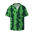 thumbnail image 2 of Lsque Green Stripes Of Watermelon print Men's Cuban Collar Short Sleeve Shirt Summer Beachwear Casual Button Down Fashionable Vacation Leisure Shirt-3X-Large, 2 of 7