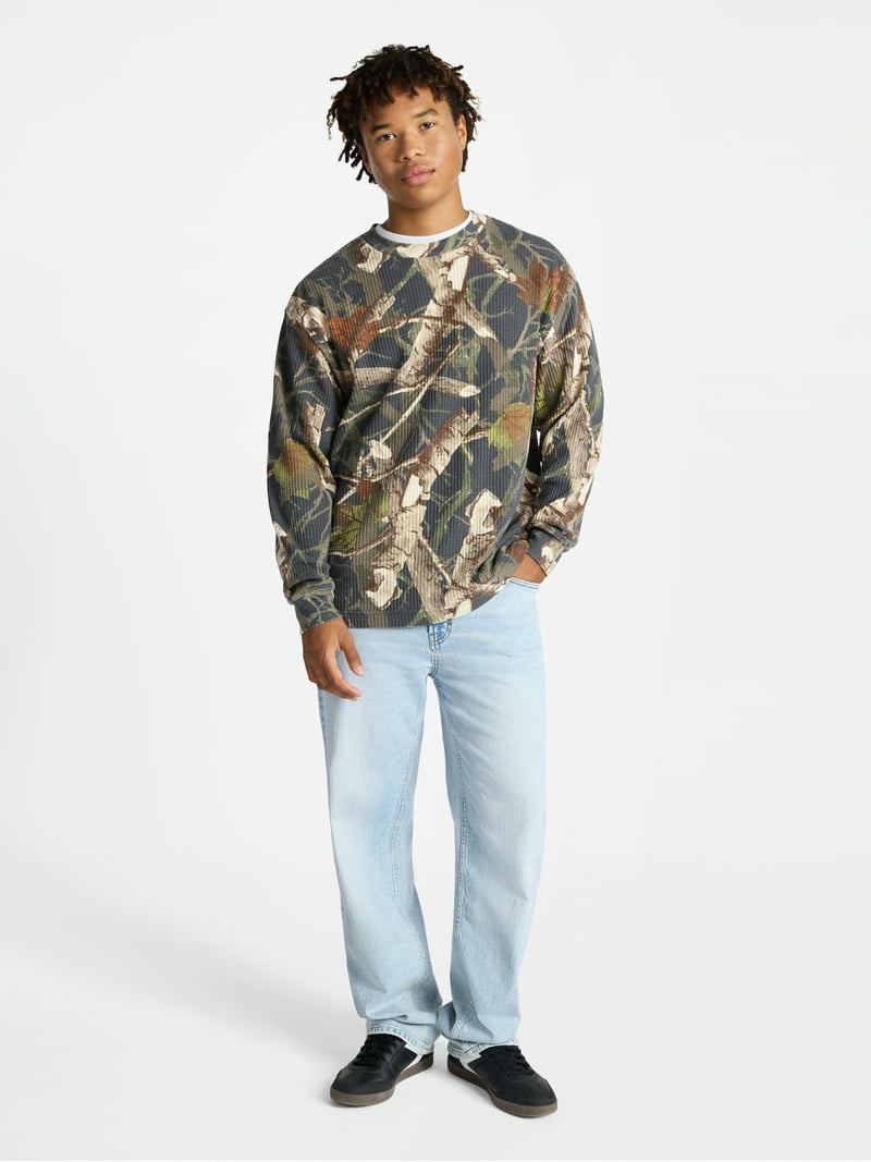 No Boundaries Thermal Tee with Long Sleeves, Men's & Big Men's