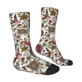 thumbnail image 2 of Goofa Dark Enchanted Flowers And Birds Printed Men's Crew Socks, Soft Durable Breathable Moisture-Wicking with Odor Control Cotton socks, 2 of 9