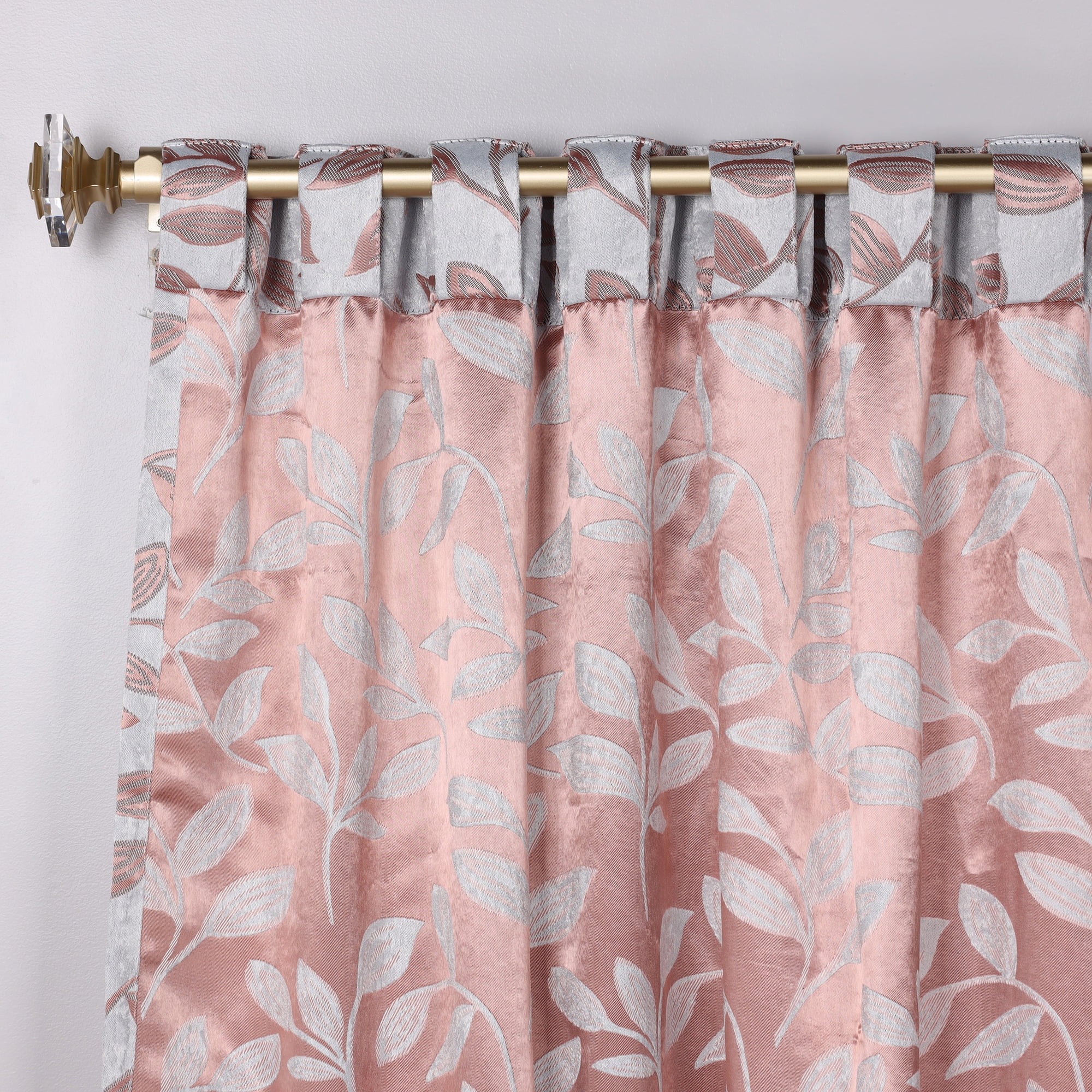 Superior Blackout Leaves Back Tab Curtains Set of 2, Light Filtering Curtain Panel Set, Champagne, 52"W x 108"L