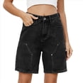 thumbnail image 2 of Pantalones Cortos Cargo Holgados Vintage Hasta la Rodilla con Bolsillos para Mujer, Cintura Alta, Estilo Urbano Y2K. Gris Negro S, 2 of 9