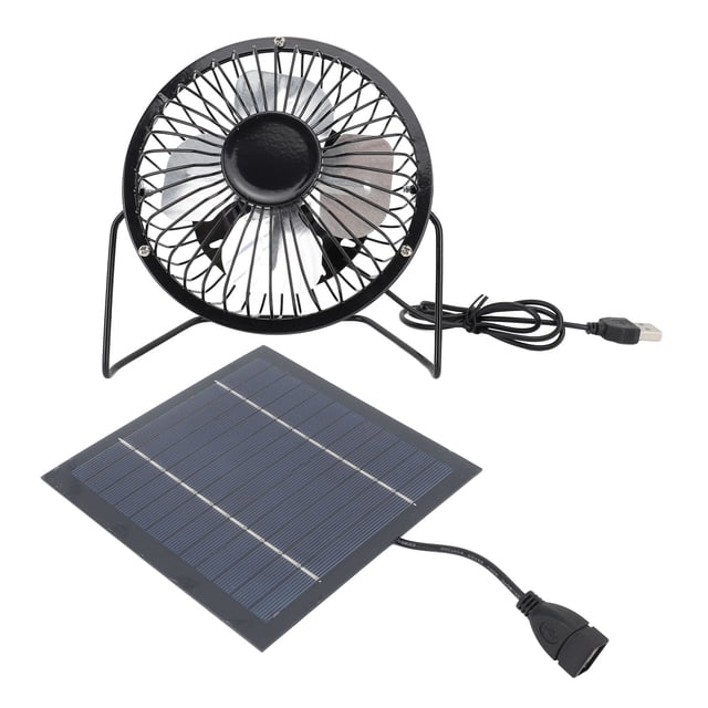 Ventilador con Panel Solar de 5W para refrigeración al aire libre, Kit de ventilador Solar USB para invernadero, gallinero, casa para perros