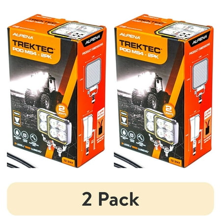 (2 pack) Alpena TrekTec LED Flood Light MS4 2 Pack, 12V, New Model 72009, Universal Fit for Trucks, SUVs