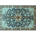 thumbnail image 1 of Ahgly Company Indoor Rectangle Medallion Light Blue Traditional Area Rugs, 7' x 9', 1 of 4