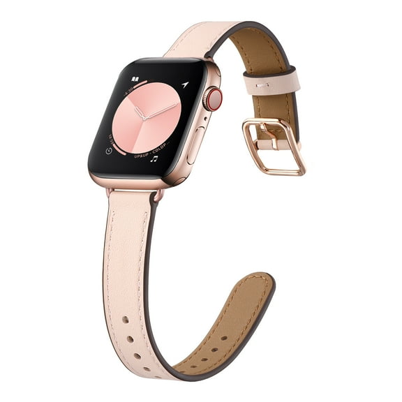 WFEAGL Leather Band iWatch SE Series Apple Watch Band 38mm 40mm 41mm Pink Sand/Rose Gold