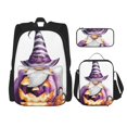 thumbnail image 1 of Disketp Halloween Gnome With Pumpkins Mochila Estampada de Gran Capacidad con Lonchera y Estuche, Set de 3 Piezas para Estudiantes, 1 of 7