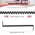 thumbnail image 2 of Uxcell 4 Pack Cable de Teléfono para Línea Fija, 6.6 Pies (Enrollado 1.3 Pies) RJ9/RJ10 4P4C Cable de Teléfono Universal para Accesorio de Teléfono, Negro, 2 of 6