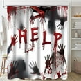 thumbnail image 6 of Halloween Shower Curtain - Help with Bloodys Hands for Halloween Decorations Theme Decor Props Bathroom - Bloody Horror Bath Curtains 72x72 Inches Waterproof Fabric with 12 Hooks Help, 6 of 6