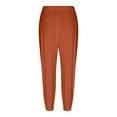 thumbnail image 6 of Tianiyouqing Linen Button Women's Capris Pants Petite Length Breathable Drawstring Wide Leg Lounge Cropped Pants High Waisted Elastic Waist Casual Crop Trousers OrangeXXL, 6 of 6
