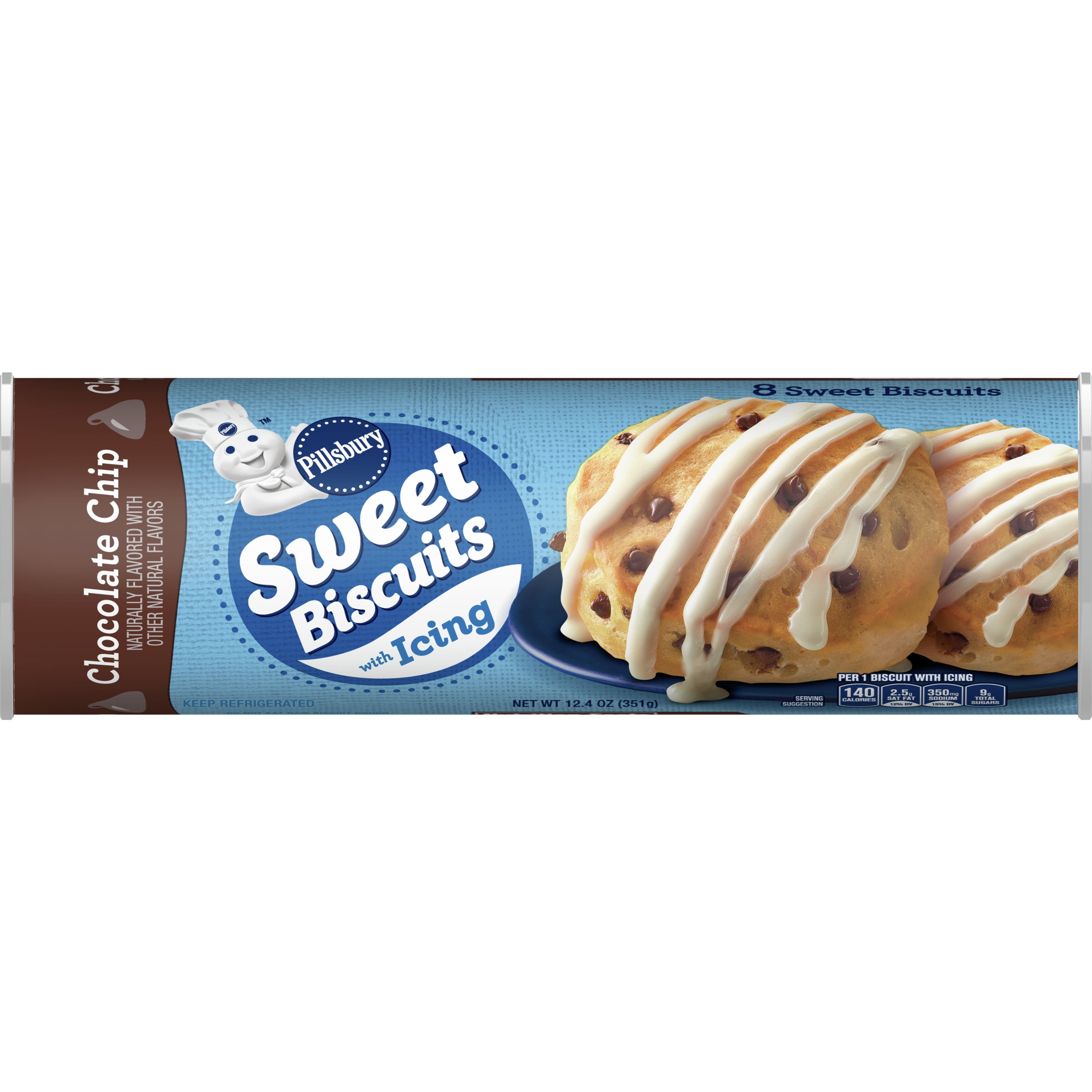 Pillsbury Sweet Biscuits with Icing, Chocolate Chip, 8 ct., 12.4 oz