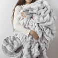 thumbnail image 4 of WDCOZY Ruched Faux Fur Throw Blanket,Bubble Plush Blanket with Soft Fleece Backing, Cozy Decorative Blanket for Couch, Sofa and Bed,Gray, 60" x 80", 4 of 9