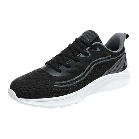 

Mackneog Mens Shoes Mesh Breathable Lace Up Solid Color Casual Simple Shoes Running Shoes Gift on Clearance