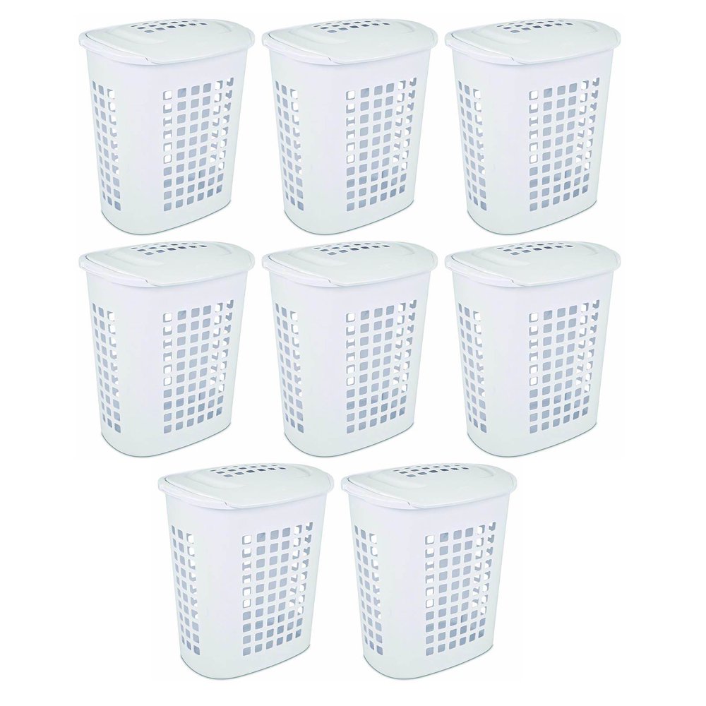Sterilite 2.3 Bushell 81 Liter Lift Top XL Laundry Basket Hamper, White