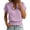 Purple, variant on Rolled Short Sleeve Crop Shirts For Women Ruffled V-Neck Smocked Waist Cropped Blouse Casual Trendy Going Out Tee Tops