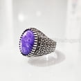 thumbnail image 3 of Charoite Mans Ring, Natural Purple Charoite Ring, Oxidized Silver Jewelry, 925 Silver Ring, Birthday Gift, Heavy Mens Ring, Arabic Design, Ottoman Style Ring, Christmas, Turkey Mens Signet Ring, 3 of 7