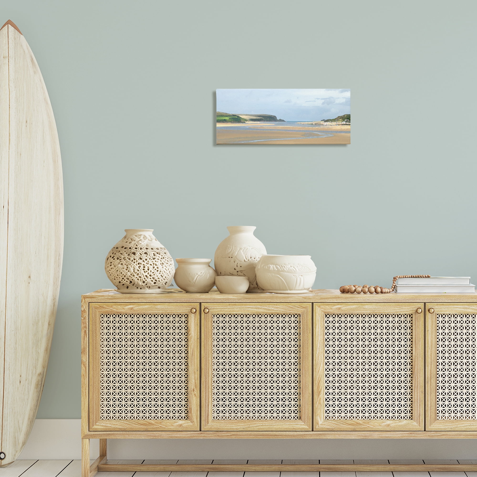 Stupell Industries Vast Beach View Landscape Painting Gallery Wrapped Canvas Art Print Wall Art, 24 x 10