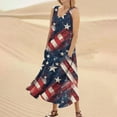 thumbnail image 4 of 4Th Of July Outfits, Dress Casual Cotton Sleeveless Round Neck American Flag Ruffle Flowy Long Tank Pant Suits For Women Dressy Plus Size 2025 Petite Maxi Dresses (L, Dark Blue) ZMTing, 4 of 5