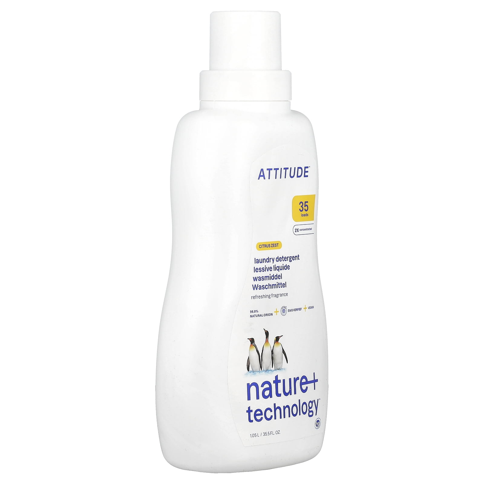 ATTITUDE Laundry Detergent, Citrus Zest, 35.5 fl oz (1.05 l)