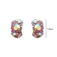 thumbnail image 5 of rygai 1 Pair Women Earrings No Fading Shinny Luxury Electroplating Cubic Zirconia Decoration Hypoallergenic Female Trendy Stud Earrings Clothing Accessories,Pink, 5 of 7
