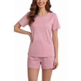 thumbnail image 4 of LUBOT 2026 Bamboo Viscose+Cotton Pajamas for Women Soft PJ Set 2 Piece Cooling Short Sleeve Summer Nightwear Sleepwear Pink 2XL, 4 of 7
