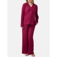 thumbnail image 4 of Ingrid & Isabel For Every Belly Women's Maternity Long Sleeve Button Down Shirt & Open Leg Pajama Set, Sizes S-XXXL, 4 of 9