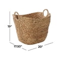 thumbnail image 4 of DecMode Large and Wide Seagrass Woven Wicker Storage Basket with Ring Handles, Natural Brown Finish, for Rustic or Coastal Decorative Accent, 20"L x 18"W x 19"H, 4 of 12