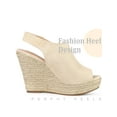 thumbnail image 3 of BLISSFUL STEP Sandales Espadrilles Mode pour Femmes à Talons Hauts à Bout Ouvert Beige 8, 3 of 6