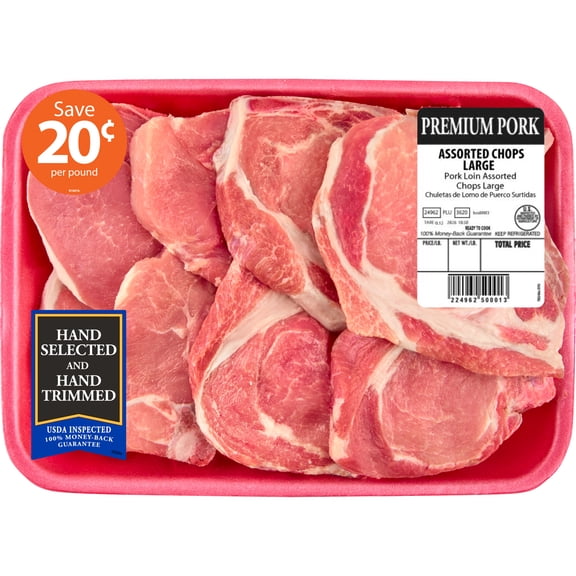 Pork Assorted Loin Chops, Bone-In, 8 count, 3.99 - 5.4 lb Tray