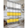 thumbnail image 3 of Coastal Style No Hook Shower Curtain and Liner Set Retro Gray Yellow Stripes Wood Texture Shower Curtains with Snap-in Liner & See Through Top Window Hotel Style for Bathroom Decor 60x72 Inch, 3 of 8