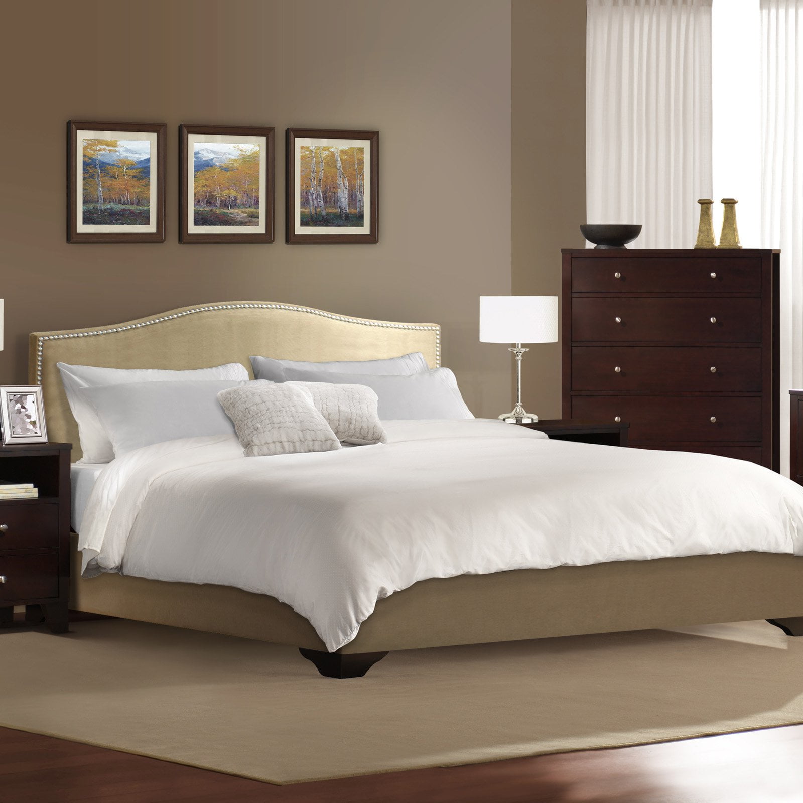 Lifestyle Solutions Magnolia Upholstered Low Profile Bed Com