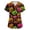 Earthy Yellow, variant on Women V Neck Short Sleeve Scrub Top with Pockets Halloween Pumpkin Print Workwear Blouse for Medical Healthcare Professionals