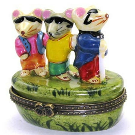 Three Blind Mice Charm - Three Blind Mice Nursery Rhyme Trinket Box phb