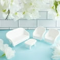 thumbnail image 3 of 4pcs White DIY Dollhouse Miniature Living Room Antique Sofa Table Model Kids Toy, 3 of 5