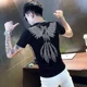 thumbnail image 3 of Camisetas para hombre, camisetas para hombre, camisetas de hip hop con alfabeto, ropa de calle trashy Y2k, top grunge gótico, anime, cuello en V, manga corta, 3 of 5