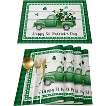 Rdsfhsp Table Placemats Set of 4, Happy St.Patrick's Day Lucky Clover Heat Resistant Farmhouse Place Mats for Holiday Dining Table Kitchen Decor 12x18 Inch