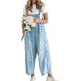 thumbnail image 2 of Sleeveless Women Denim Overalls Casual Straight Leg Jeans Jumpsuit, 2 of 5