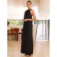 thumbnail image 4 of Women'S 2 Piece Outfits 2025 Summer Casual Sleeveless Mock Neck Crop Tops Wide Leg Pants Set Black XL, 4 of 7