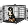 thumbnail image 1 of Wangone  48 inch Double Door Dog Crate w/Divider for Puppy to Adult Large Collapsible Metal Crate with Removable Tray XXL Wire Dog Kennel Pet Crate for Dogs Portable Travel Cage, Black, 1 of 7
