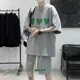 thumbnail image 3 of Traje de verano con estampado de gofres para hombre y mujer, ropa deportiva de marca, camiseta holgada de manga corta, pantalones cortos deportivos, conjunto de 2 piezas, 3 of 5