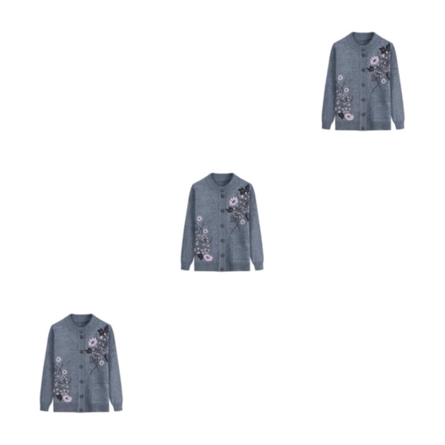 Transemion Femmes Âgées Tricot Pull Exécution Exquise Cadeaux Réfléchis Chaud M Gris 3Set
